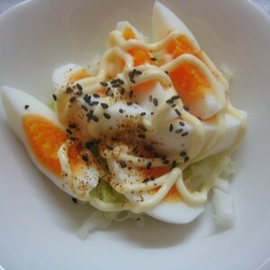 ❤白菜とゆで卵のレモン麺つゆマヨ七味サラダ❤
